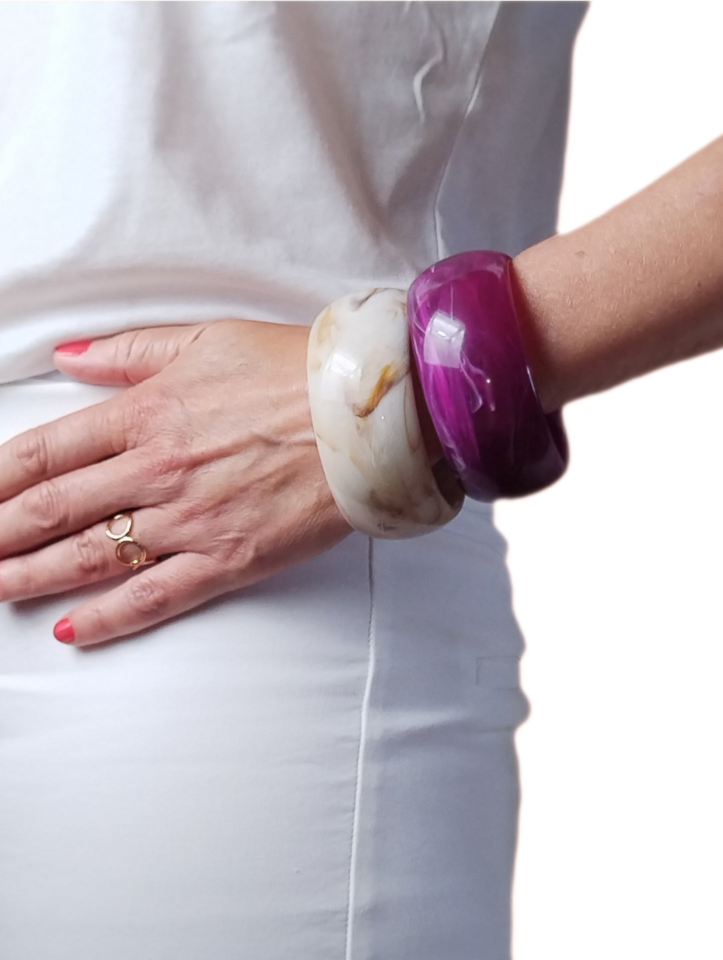 Acrylic Bracelet, White Marmol Texture Bangle, Bold, Chunky, Women Jewelry, Boho Chic, Gifts