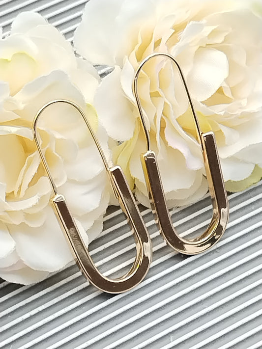 Padlock Gold Earrings, Long  Hoops, Women´s Jewelry, Gifts for Her