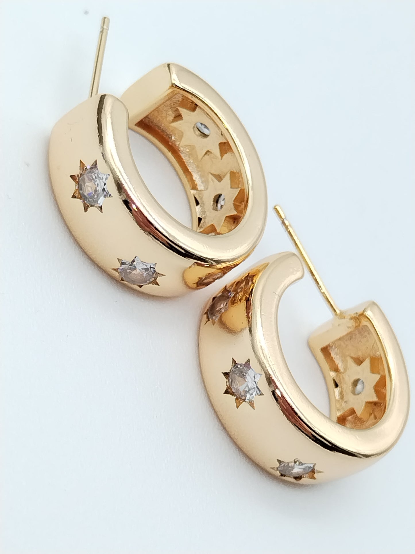 Chunky CZ Hoops, Gold Huggie Earrings, Jewelry, Trending, Classy, Gifts, On Point