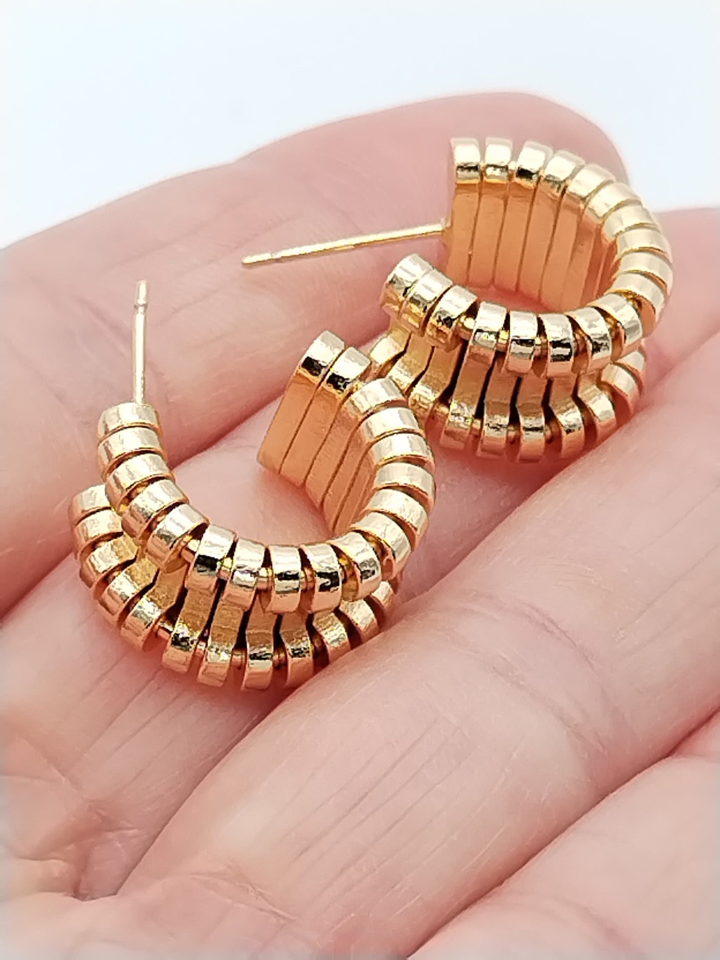 Chunky Gold Hoops, Articulated Earrings, One of a Kind,  Gifts, Women, Jewelry