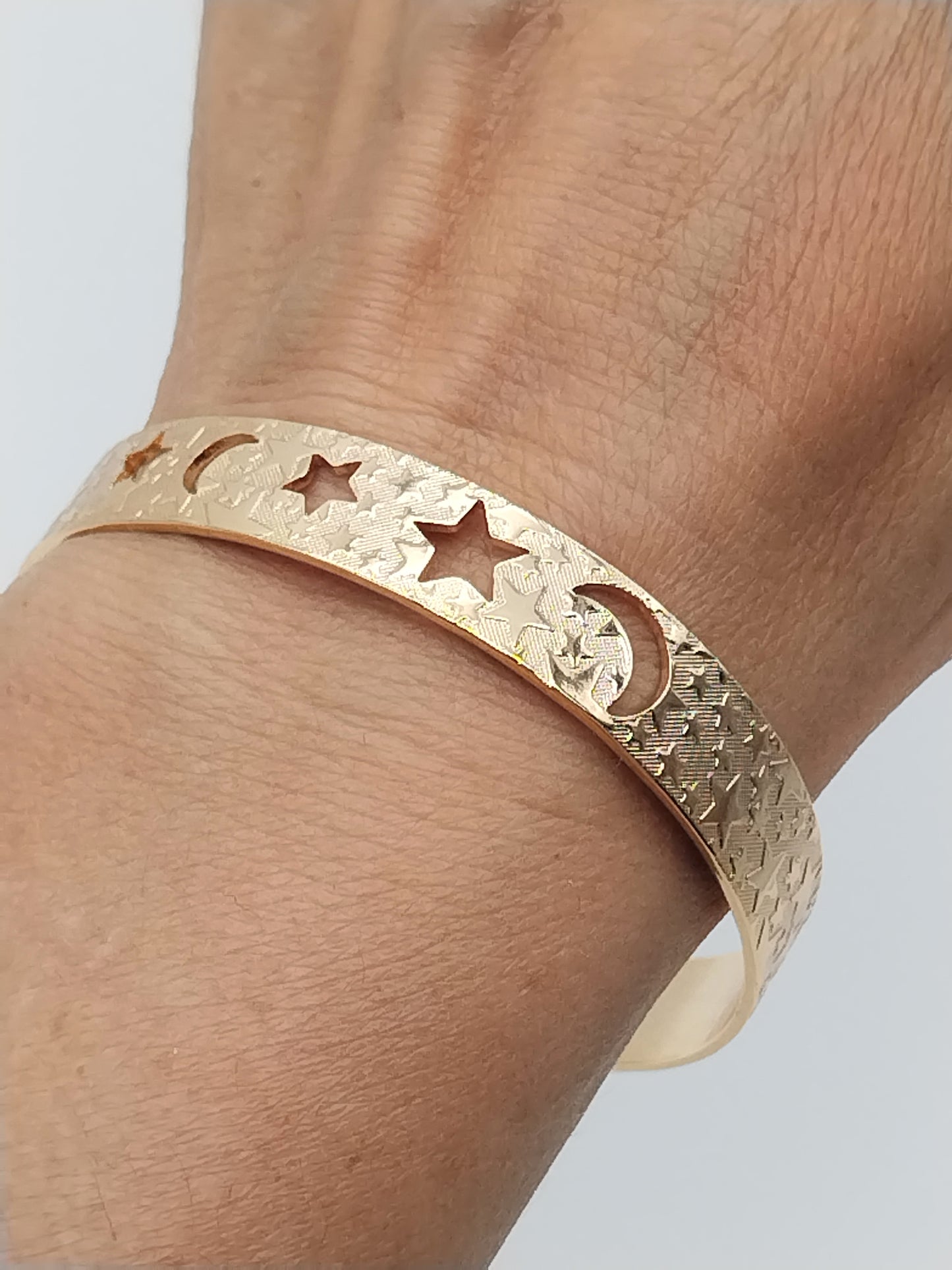 Brazalete Celestial, Pulsera Chapada en Oro, Texturizada, Moda, Tendencia, Elegante, Regalos, Mujeres, Niñas, Joyas