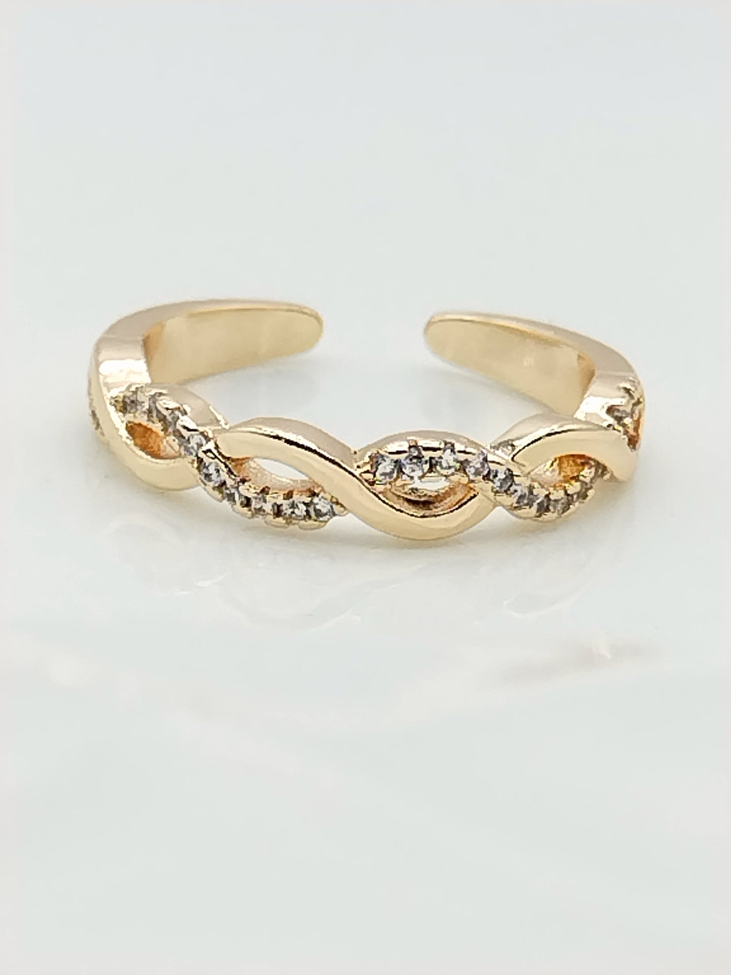 Twist Ring, Stack, Gold Plated, Cubic Zirconia, Braided, Elegant Jewelry, Women, Girls, Gifts