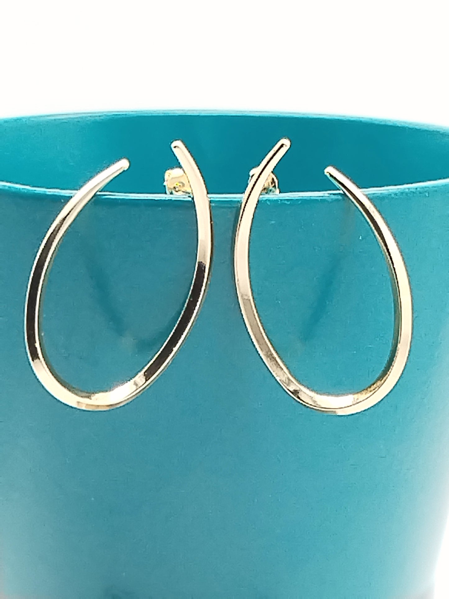 Large Gold Hoops, Oval Asymetry Earrings, Twist, Boho Chic, Women, Jewelry, Style, Gifts