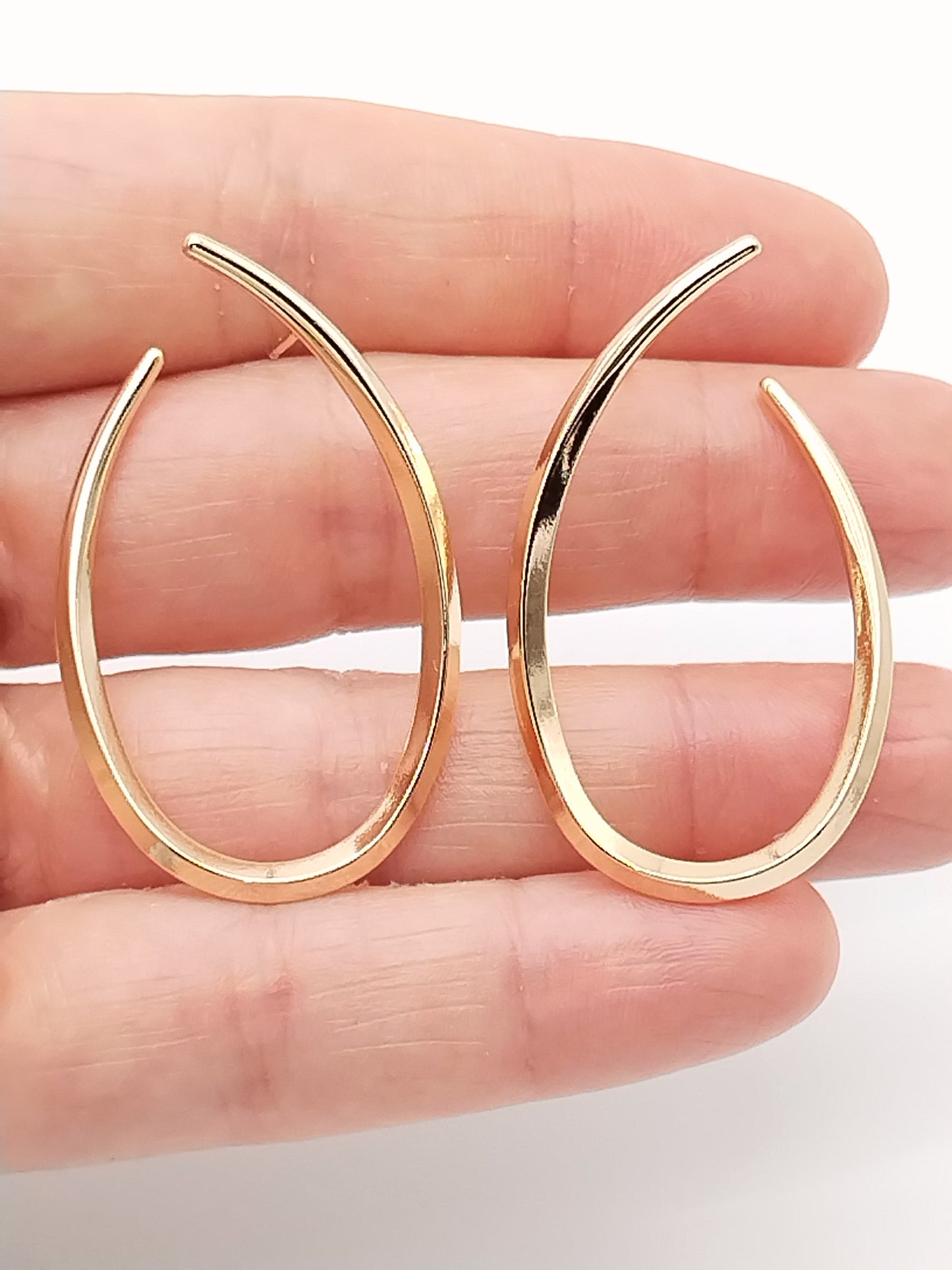 Large Gold Hoops, Oval Asymetry Earrings, Twist, Boho Chic, Women, Jewelry, Style, Gifts