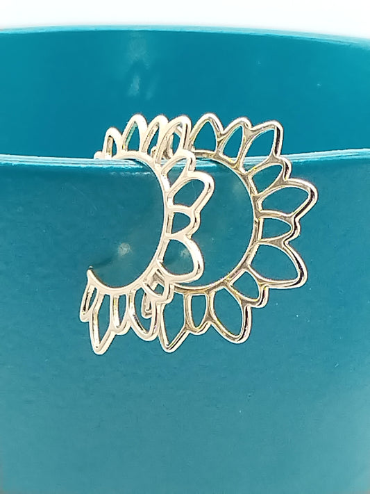 Aros de sol, grandes, chapados en oro de 18 k, informales, boho chic, joyas, mujeres, niñas, regalos