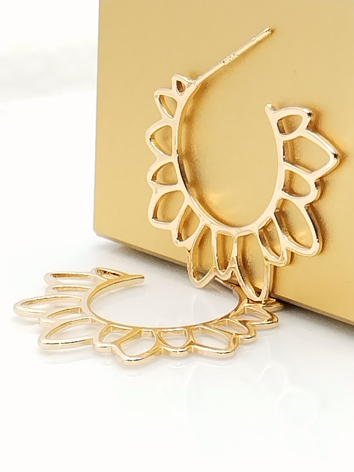 Sun Hoop Earrings, Large, Gold Plated 18k, Casual, Boho Chic, jewelry, Women, girls, gifts