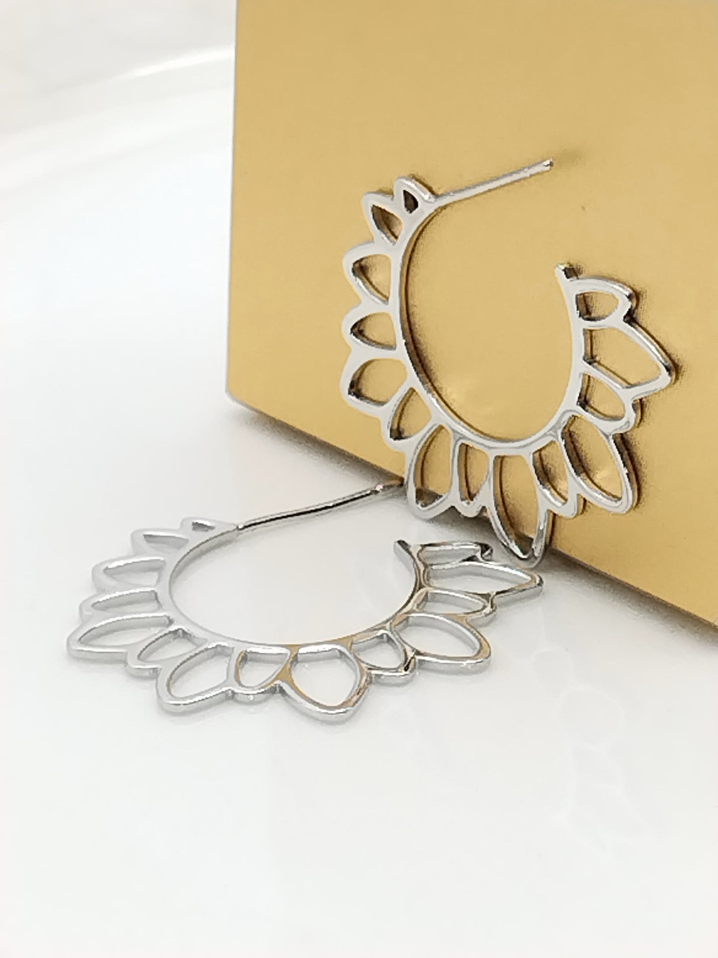 Sun Hoop Earrings, Large, Silver Rhodium, Casual, Boho Chic, jewelry, Women, girls, gifts (copia)