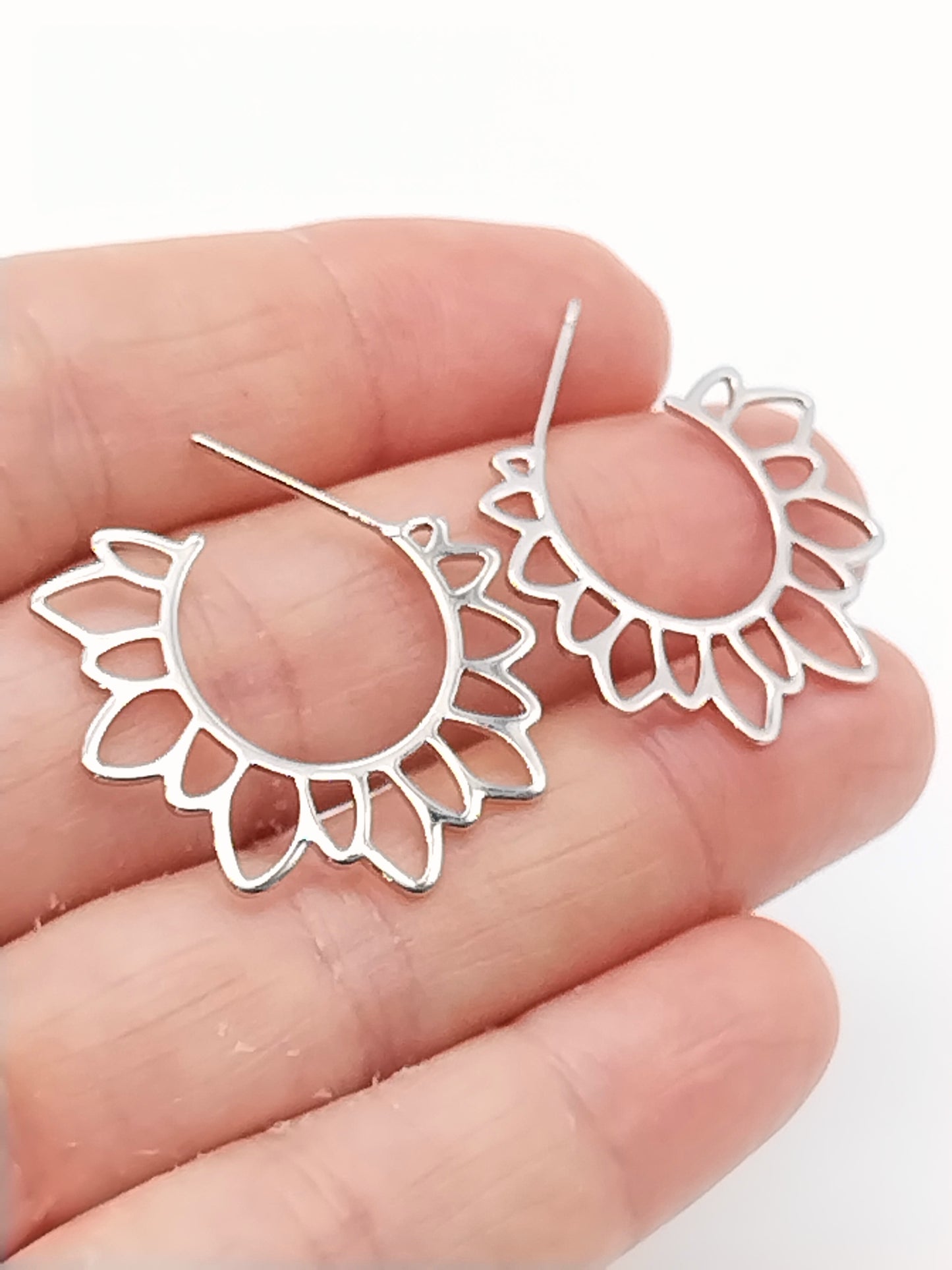 Sun Hoop Earrings, Large, Silver Rhodium, Casual, Boho Chic, jewelry, Women, girls, gifts (copia)