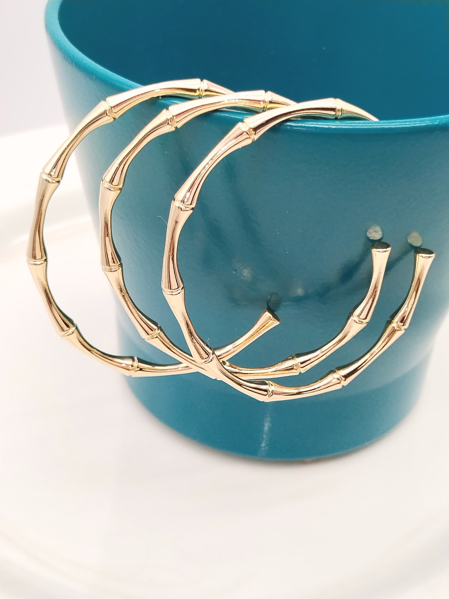 Brazalete de oro de 18 quilates, forma de bambú, apilable, joyería única, regalos, tendencia, mujeres