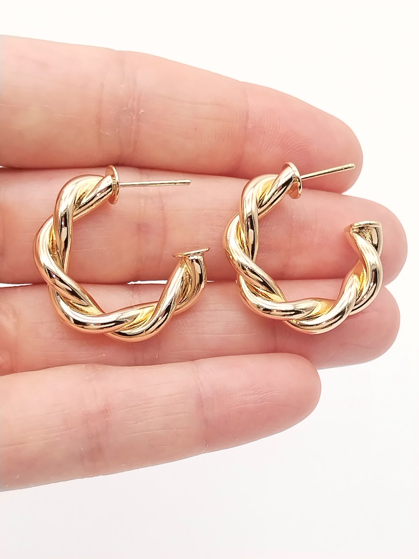 Chunky Gold Hoops, Bold Twisted Earrings, Trending Jewelry, Women, Gifts, Unique, Affordable