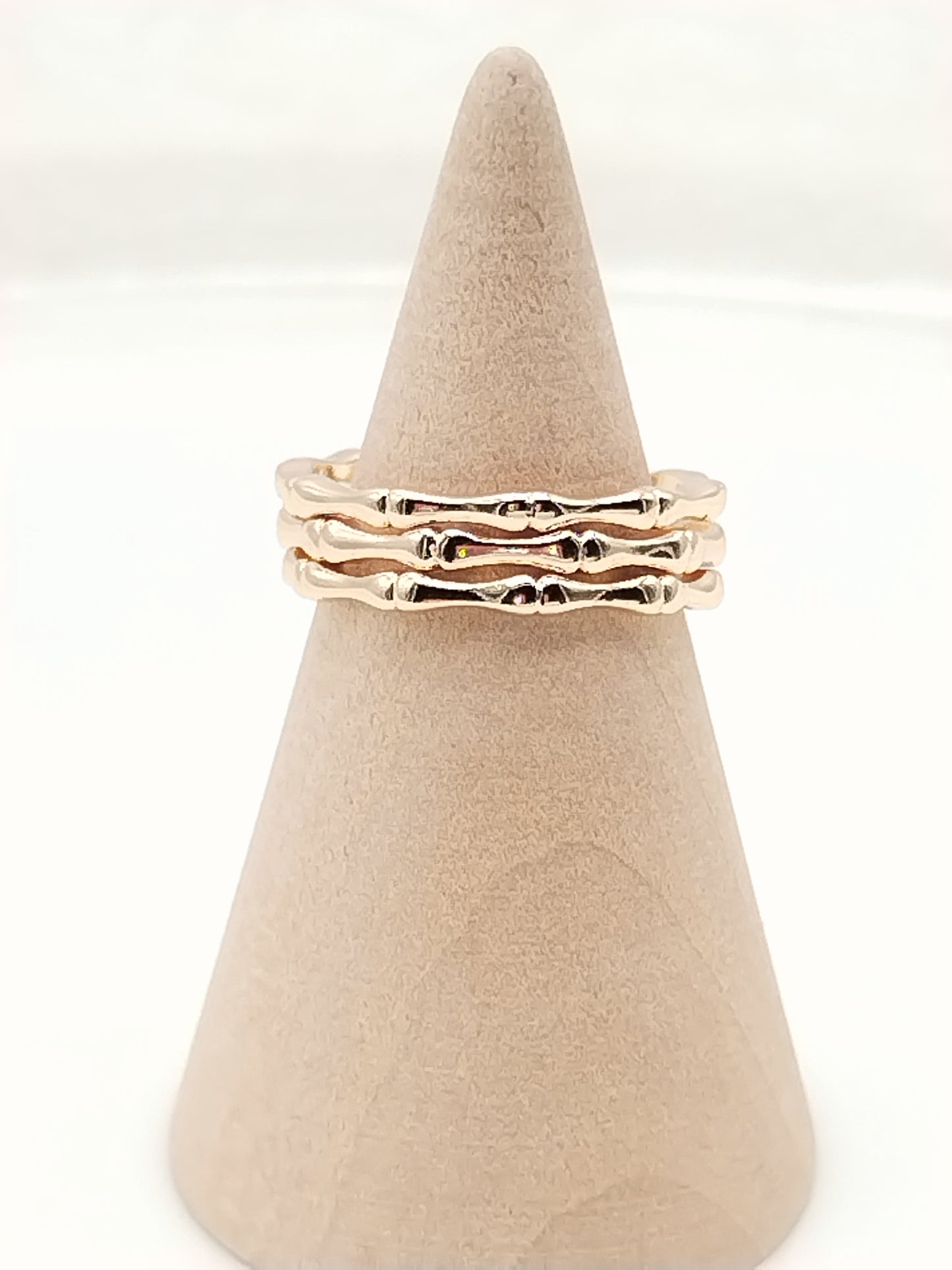 Bamboo Gold Ring, Triple Band, Adjustable, Stackable, Classy, Trending, Gifts, Women, Jewelry