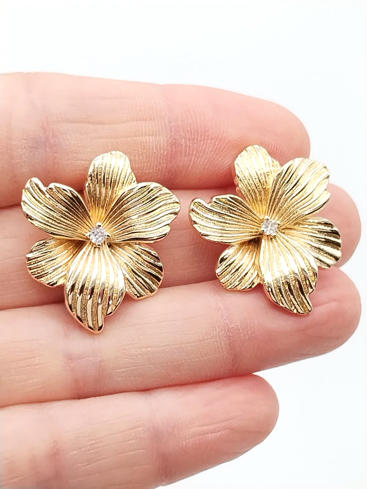 Pendientes de botón de flores, pendientes de oro llamativos, joyas de tendencia, pendientes grandes y gruesos, regalos, mujer