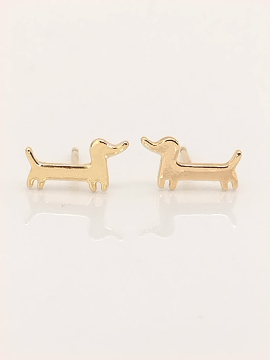 Dachshund Earrings, Tiny Teckel Studs, Gold, Minimalist, Jewelry, Trending, Christmas Gifts, Girls