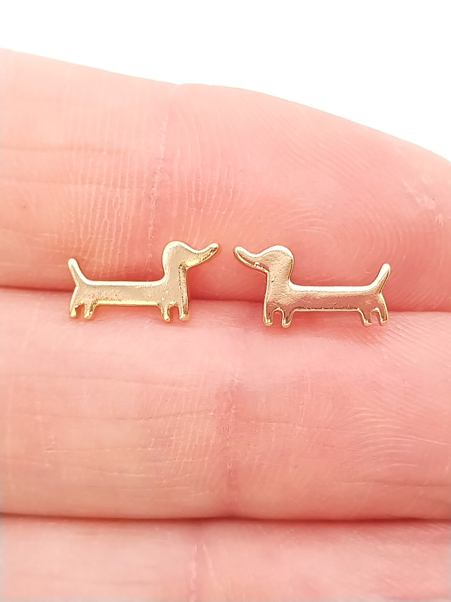 Dachshund Earrings, Tiny Teckel Studs, Gold, Minimalist, Jewelry, Trending, Christmas Gifts, Girls