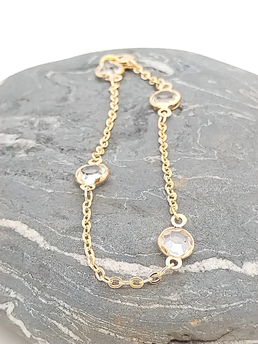 Gold Chain Bracelet, Crystal Satellite, Charm Bracelet, Minimalist Jewelry, Women Gifts, Christmas