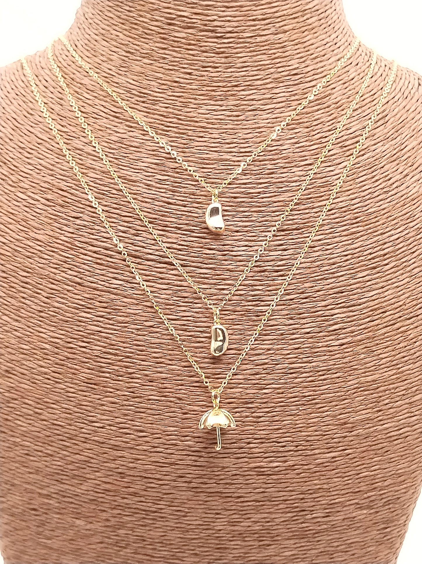 Tiny Bean Chain Necklace, Gold Charm Pendant, Minimalist Pendant, Layering, Christmas Gift