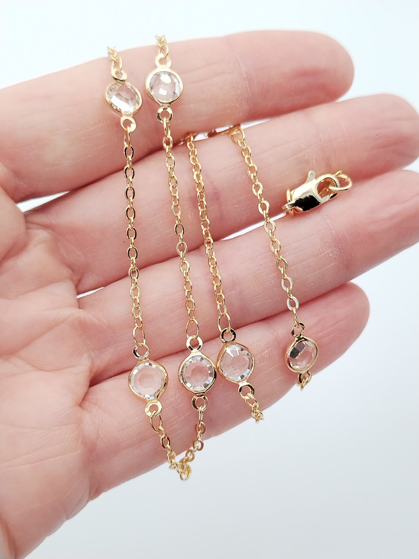 Satellite Crystal Necklace, Gold Crystal Choker, Affordable Jewelry, Christmas Gifts, For Woman, Girls, Dainty