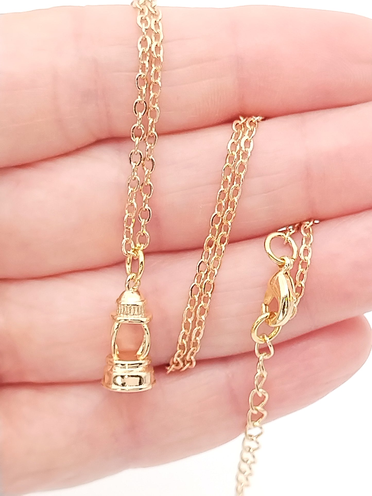 Lighthouse Charm Necklace, Trendy Jewelry, Sustainable, 18k Gold Plated, Holidays Gift, Fashion Women, Boho Chic