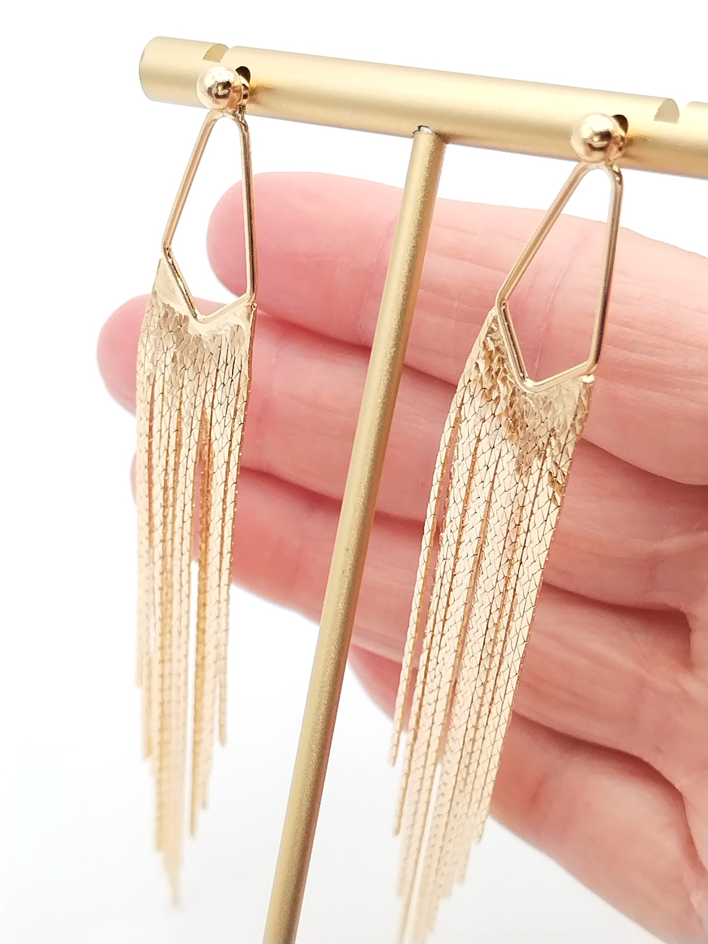 Gold Chain Tassel Earrings, Festive Fringe Long Dangles, Trending Jewelry, Gifts, Women