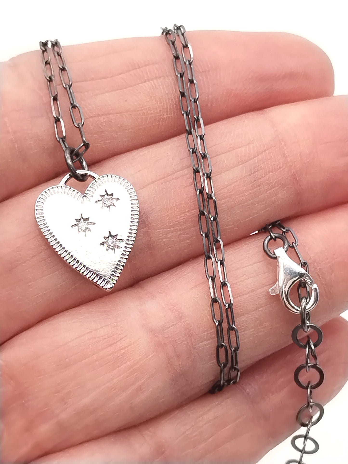 Gargantilla de corazón de plata, collar con dije de plata esterlina, joyería elegante y de moda, regalo para mujeres