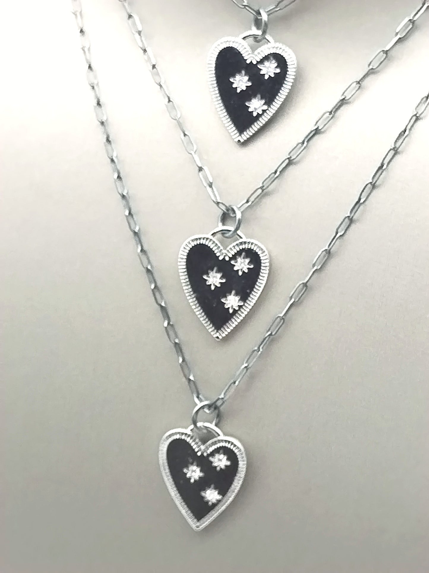 Silver Heart Choker, Sterling Silver Charm Necklace, Trendy, Classy Jewelry, Gift, Women