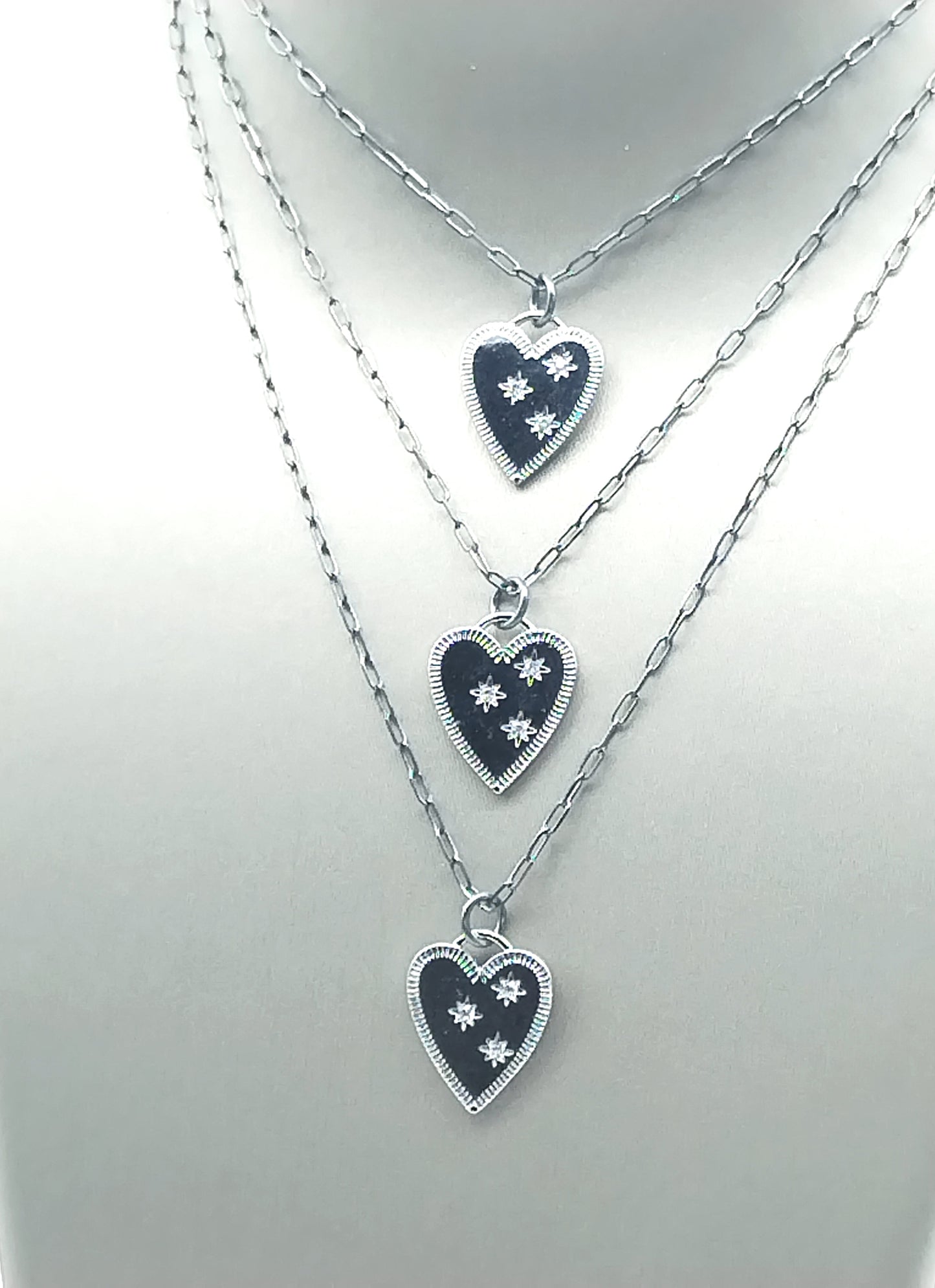 Silver Heart Choker, Sterling Silver Charm Necklace, Trendy, Classy Jewelry, Gift, Women