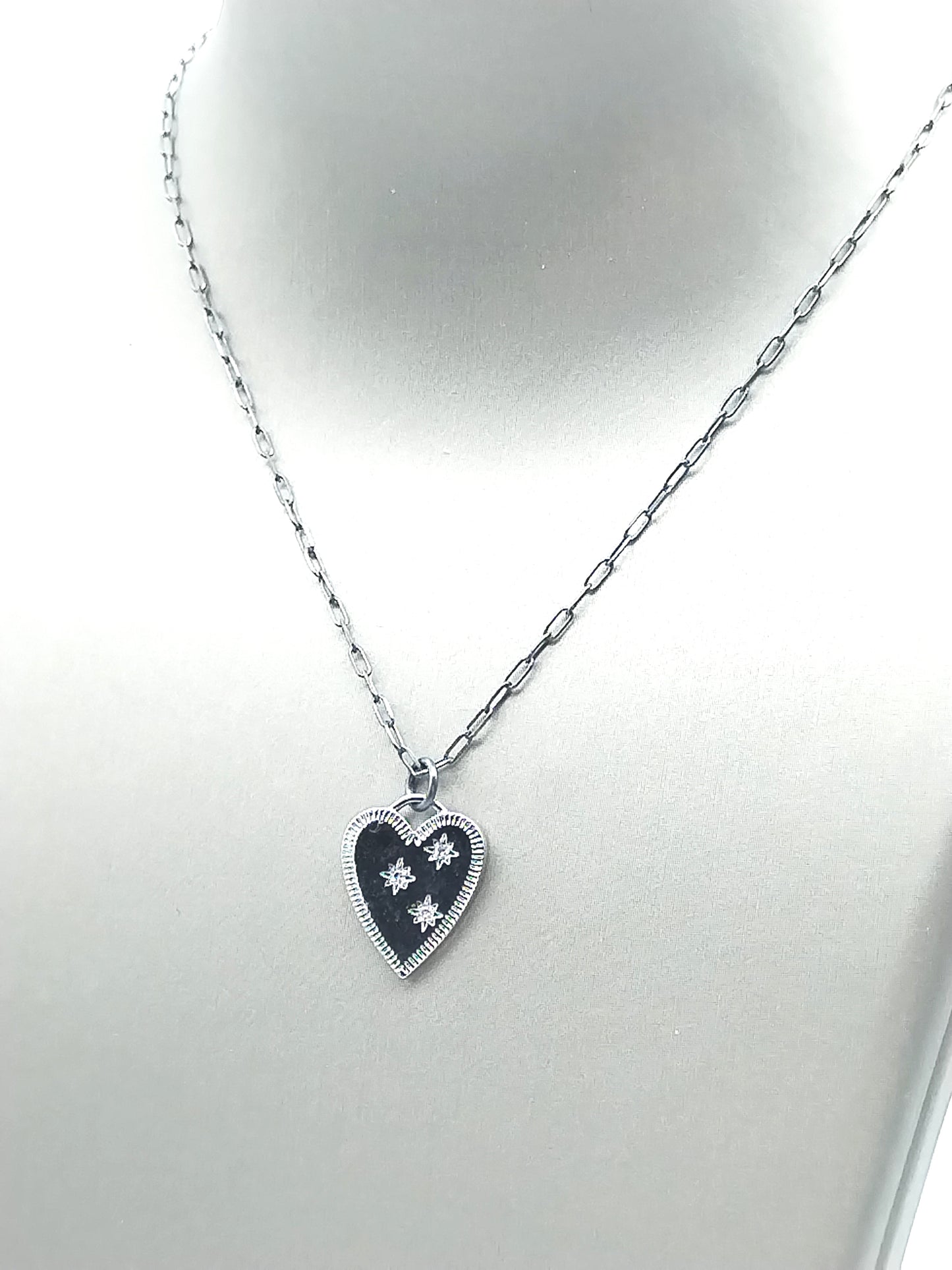 Silver Heart Choker, Sterling Silver Charm Necklace, Trendy, Classy Jewelry, Gift, Women