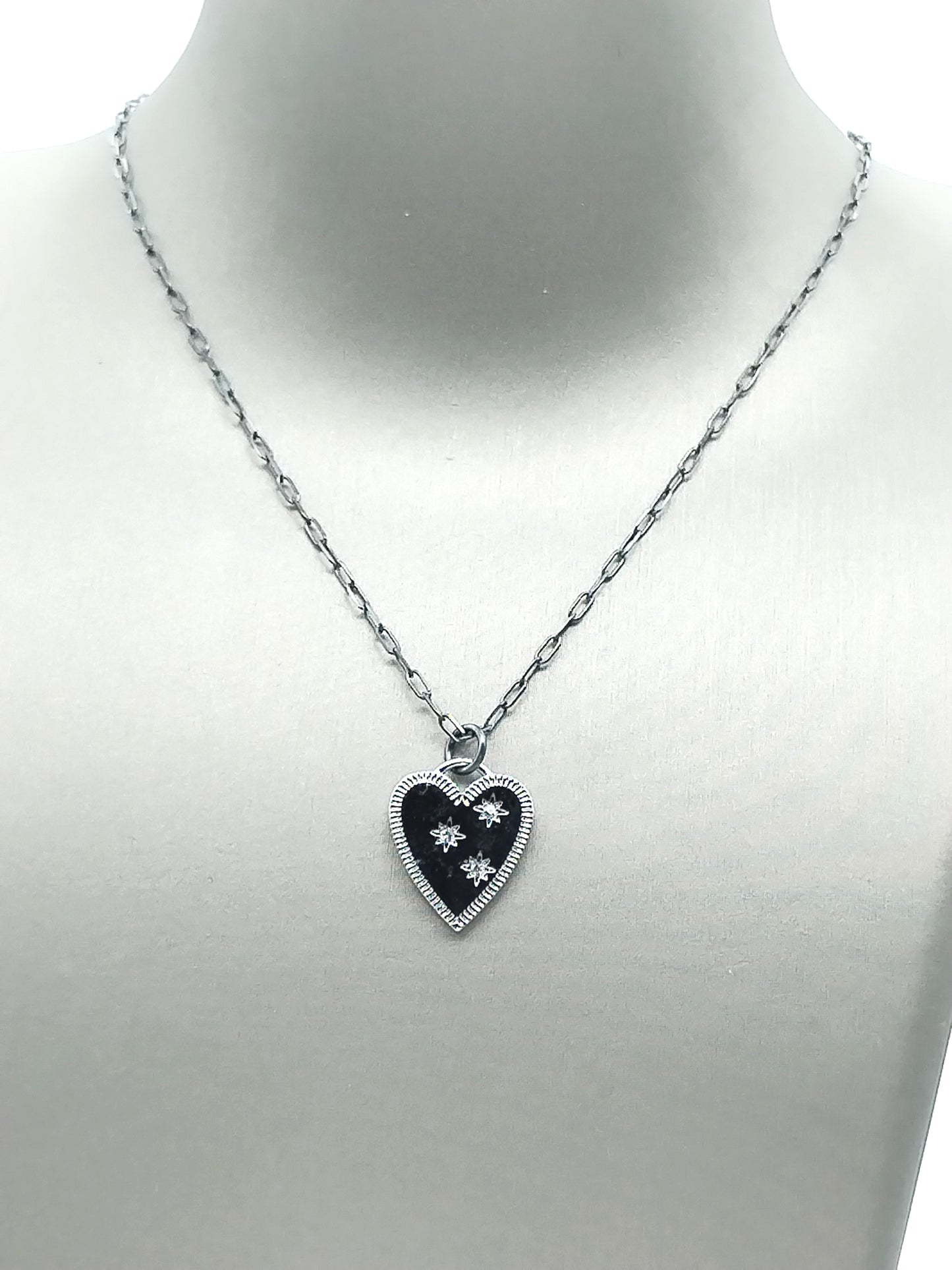 Silver Heart Choker, Sterling Silver Charm Necklace, Trendy, Classy Jewelry, Gift, Women