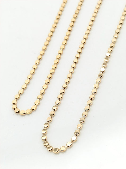 Collar de cadena de oro de 18 quilates, discos planos, joyería elegante y con clase, informal, regalo para mujeres y niñas