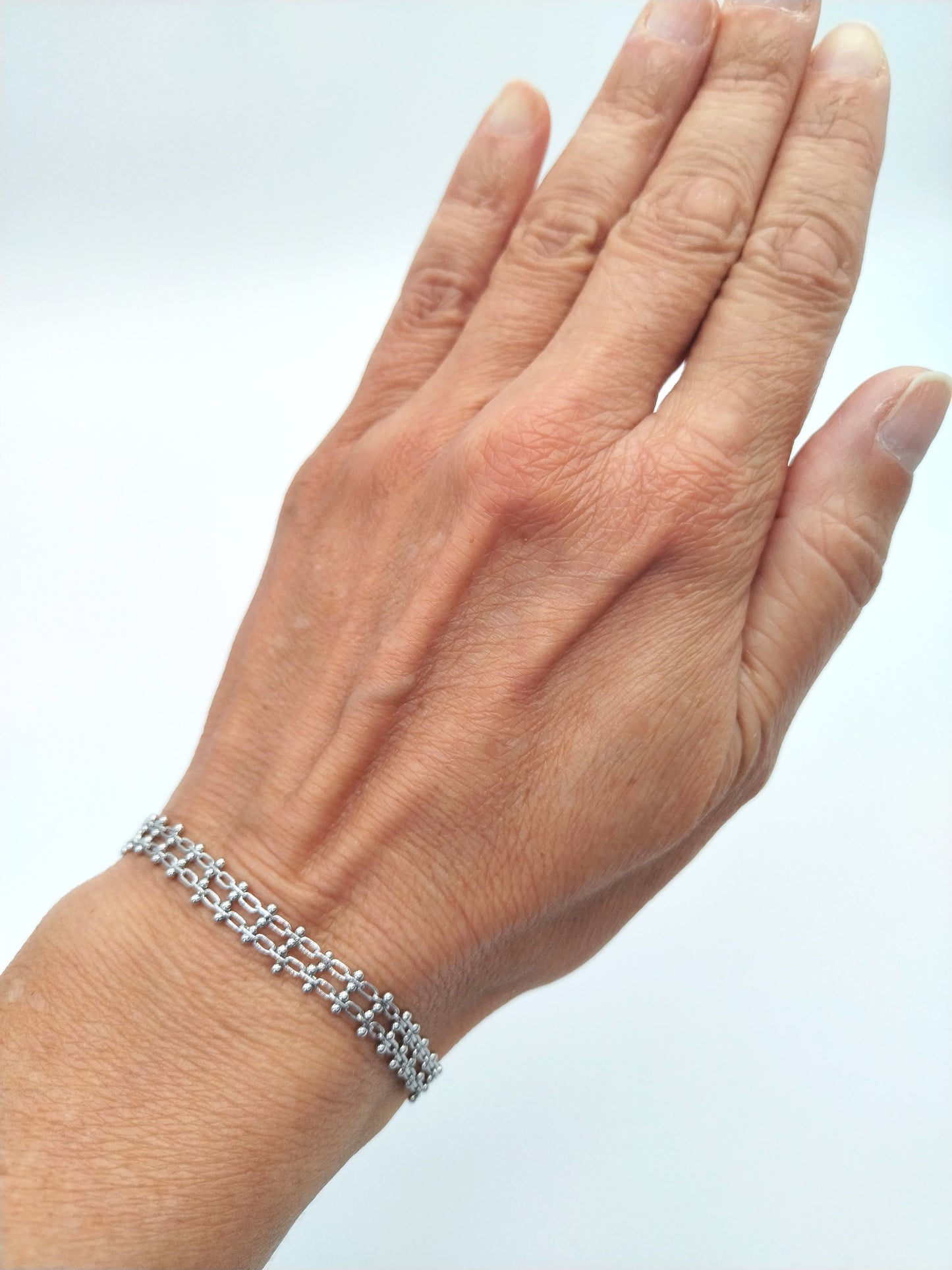 Pulsera de doble cadena de plata, joyería elegante y minimalista, sostenible, regalo de San Valentín, joyería para mujer