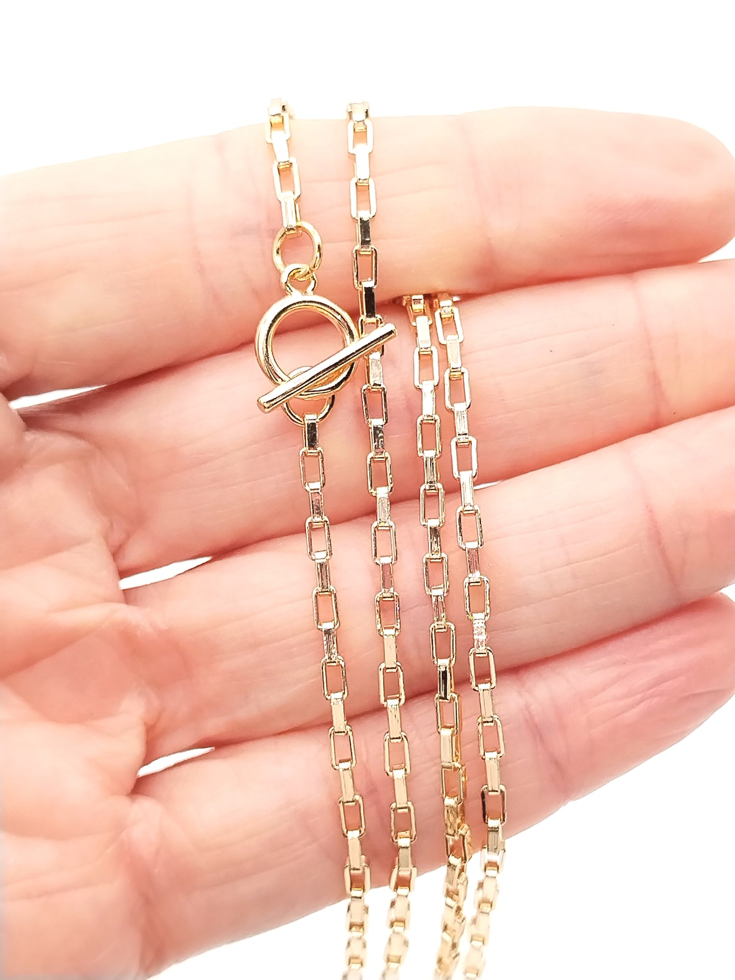 Delicate Gold Box Chain Necklace, Valentine´s Gift, Stackable, Trendy Jewelry, Minimal, For Her, For Him