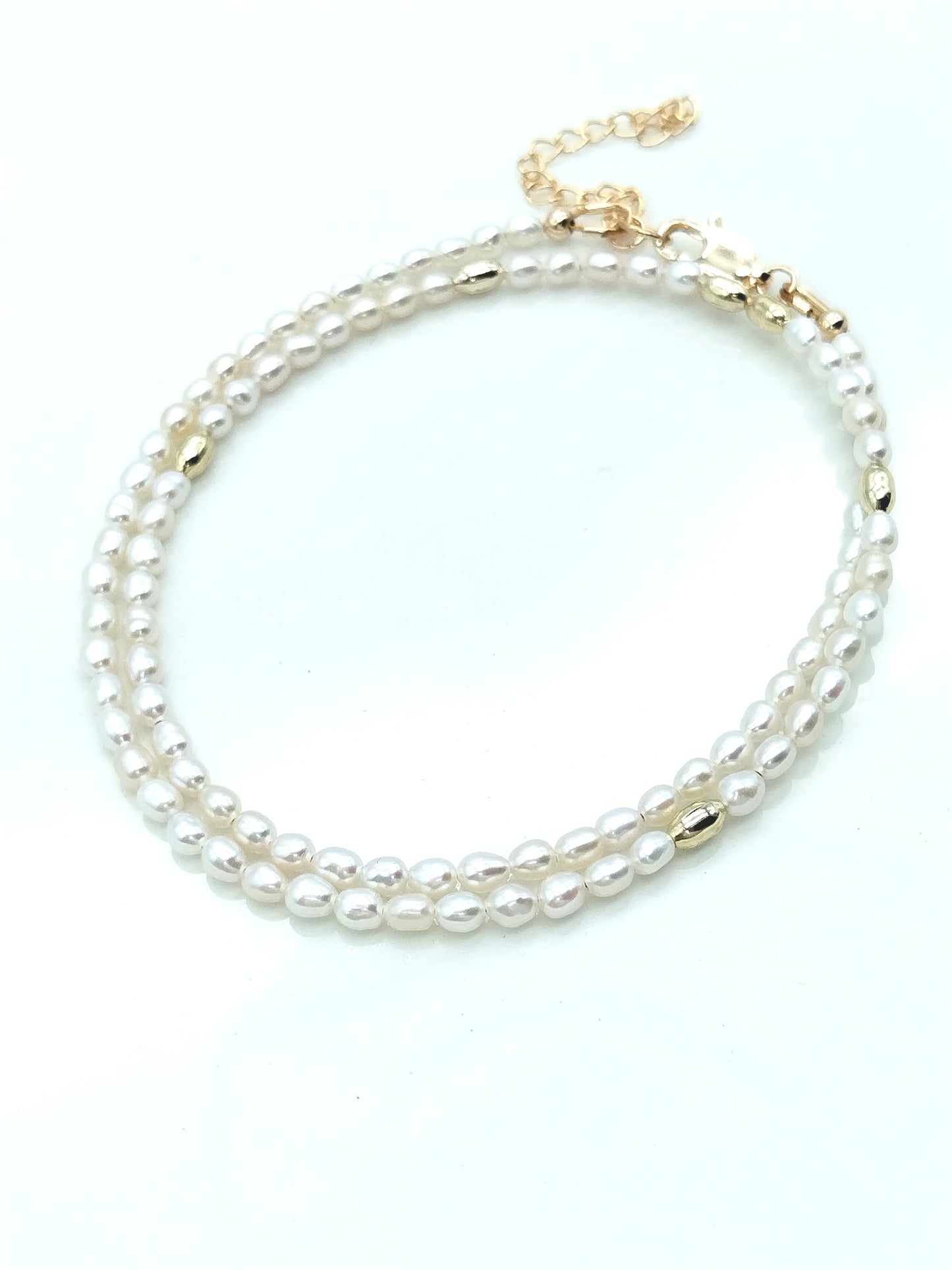 Dainty Freshwater Pearl Necklace with Gold Beads - Elegant Minimalist Jewelry for Women