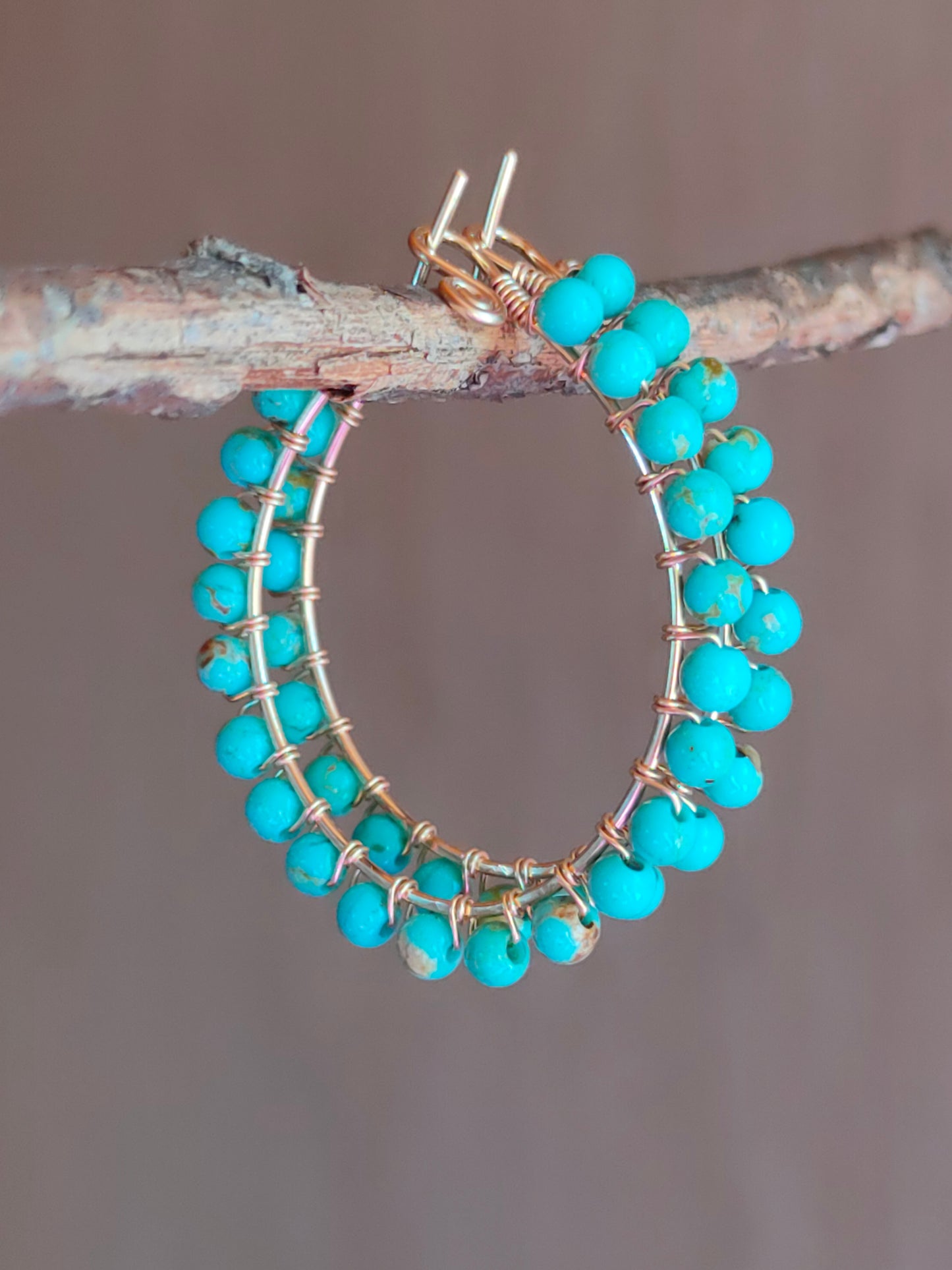 Genuine Baja Turquoise Hoop Earrings, 14k Gold Filled, Large Gemstone Earrings, Gifts for her, Valentine´s Gifts, Lagoon Blue