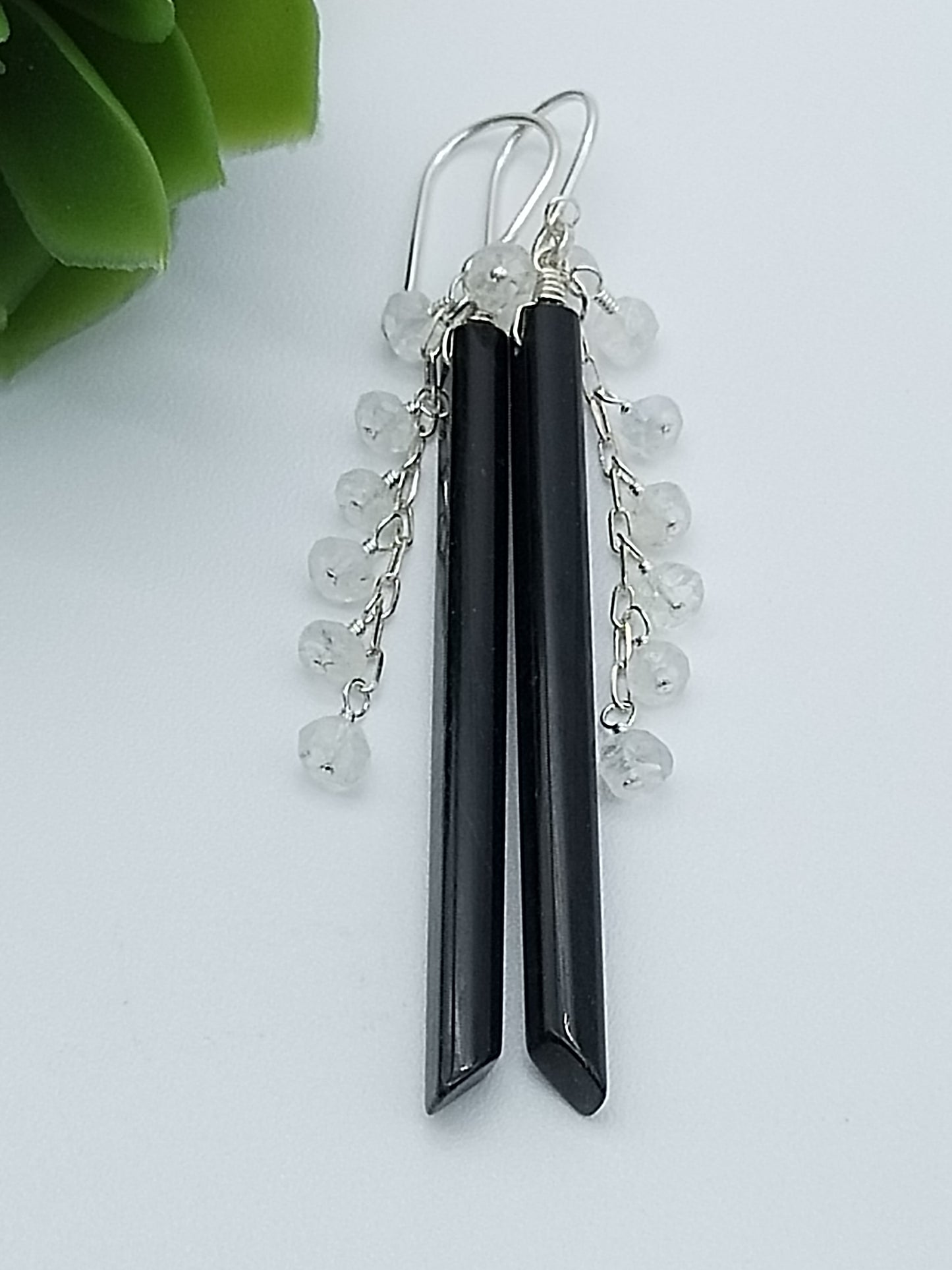 Pendientes colgantes de obsidiana y ágata roja natural, pendientes largos de plata de ley y chapa de oro