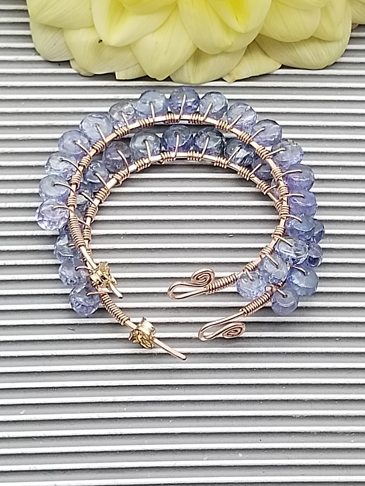 Tanzanite Hoop Earrings, 14k Rose Gold Filled