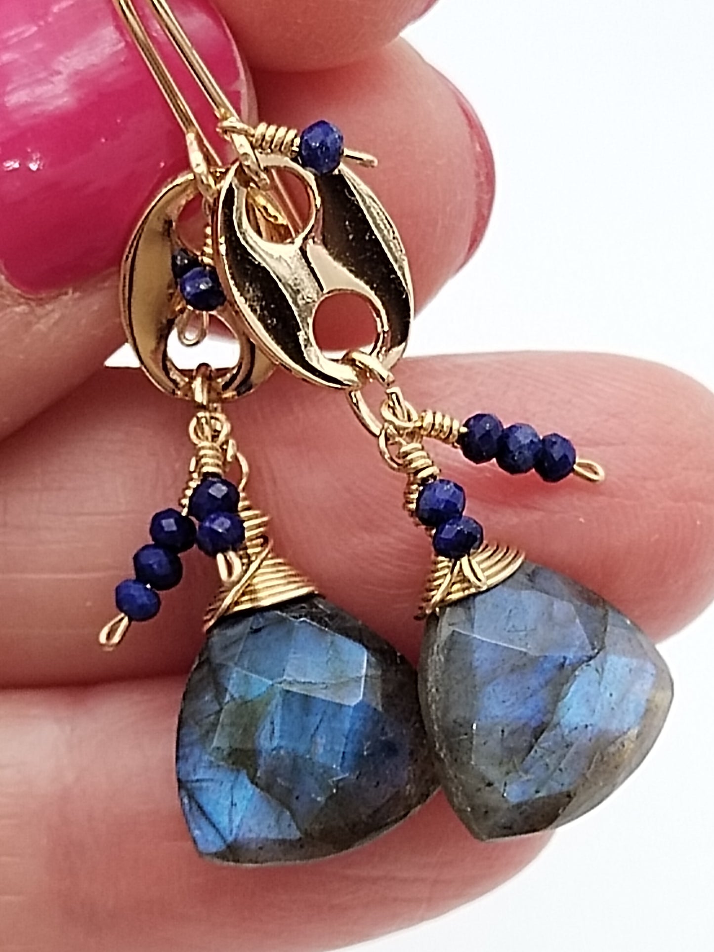 Labradorite Dangle Earrings, 14k Gold Filled