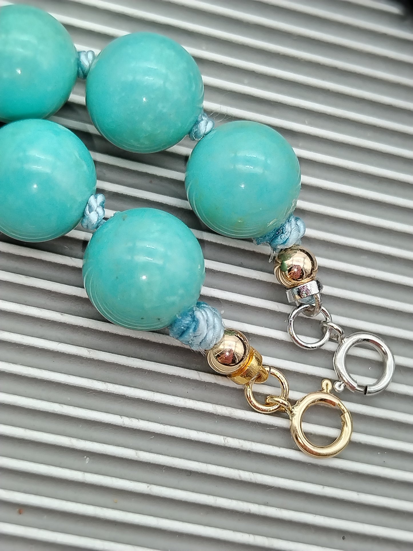 Large Campitos Turquoise Beaded Bracelet, Turquoise White - Yellow Solid Gold Bracelet, Minimalist Gemstone Bracelett