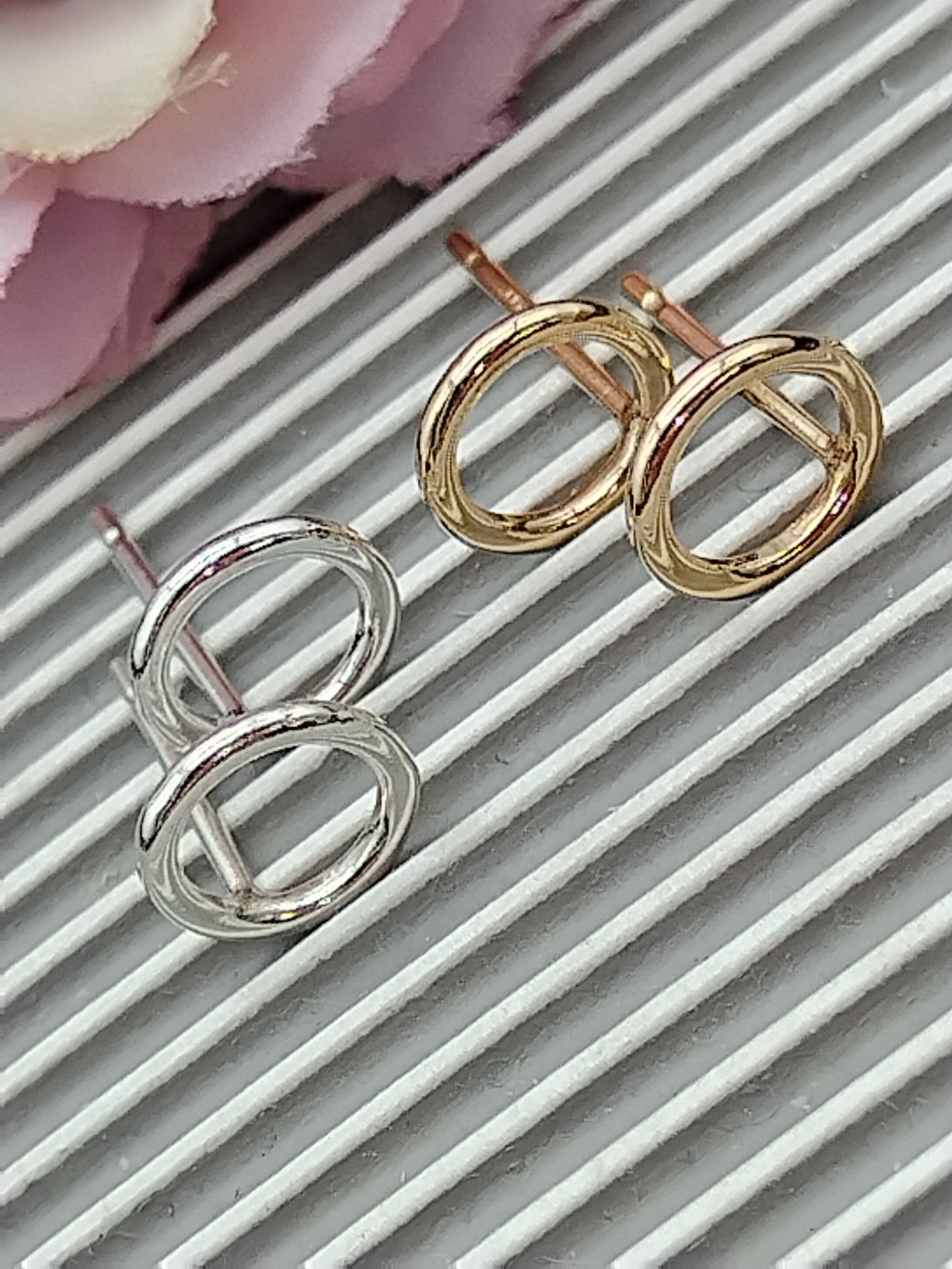 Open Circle Earrings, Sterling Silver & Gold Filled Stud Earrings, Small Everyday Earrings