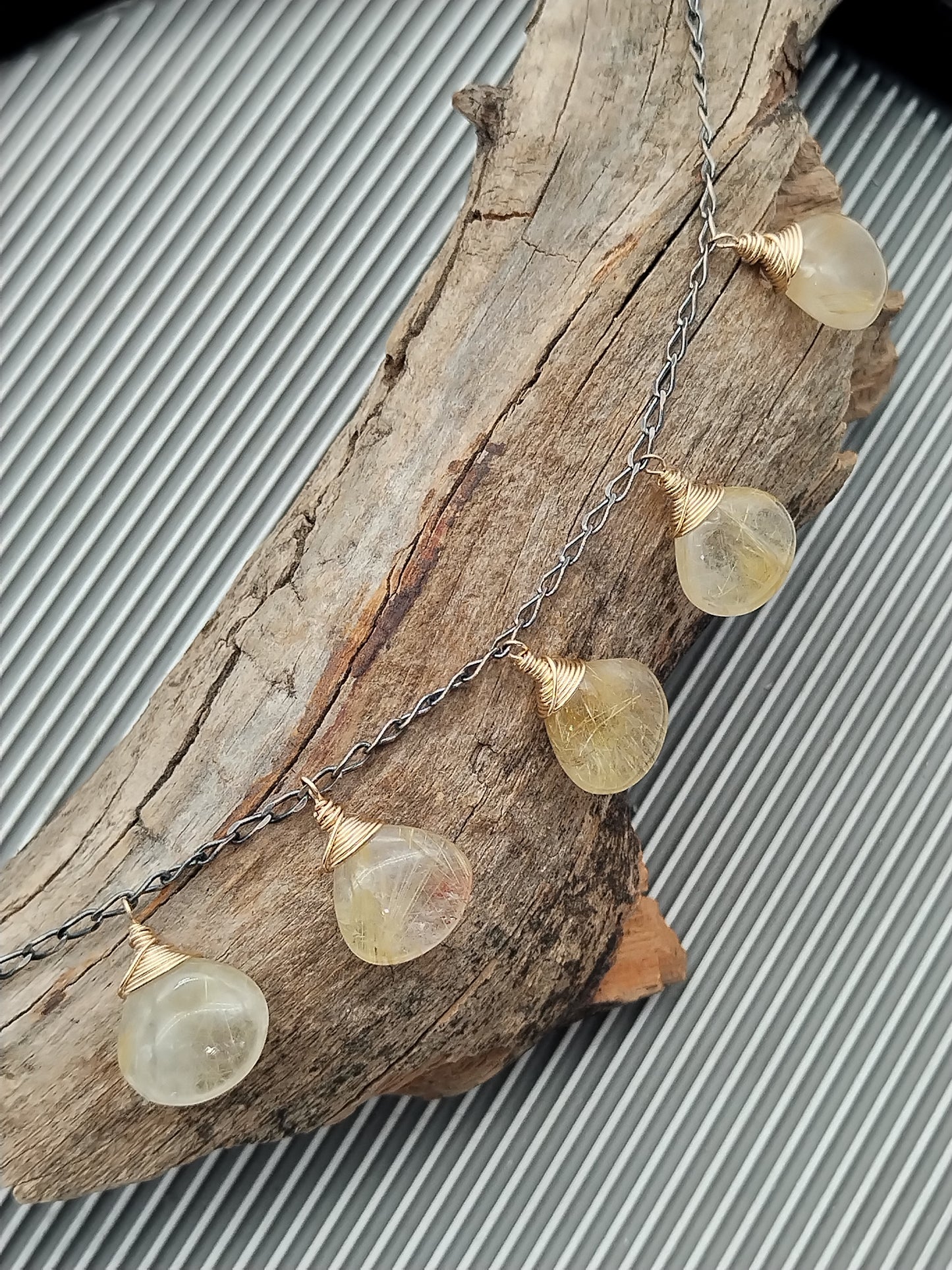 Golden Rutilated Quartz Necklace, Gemstone Drop Necklace, Sterling Silver, 14k Gold Filled, Fine Jewelry, Gifts for Women