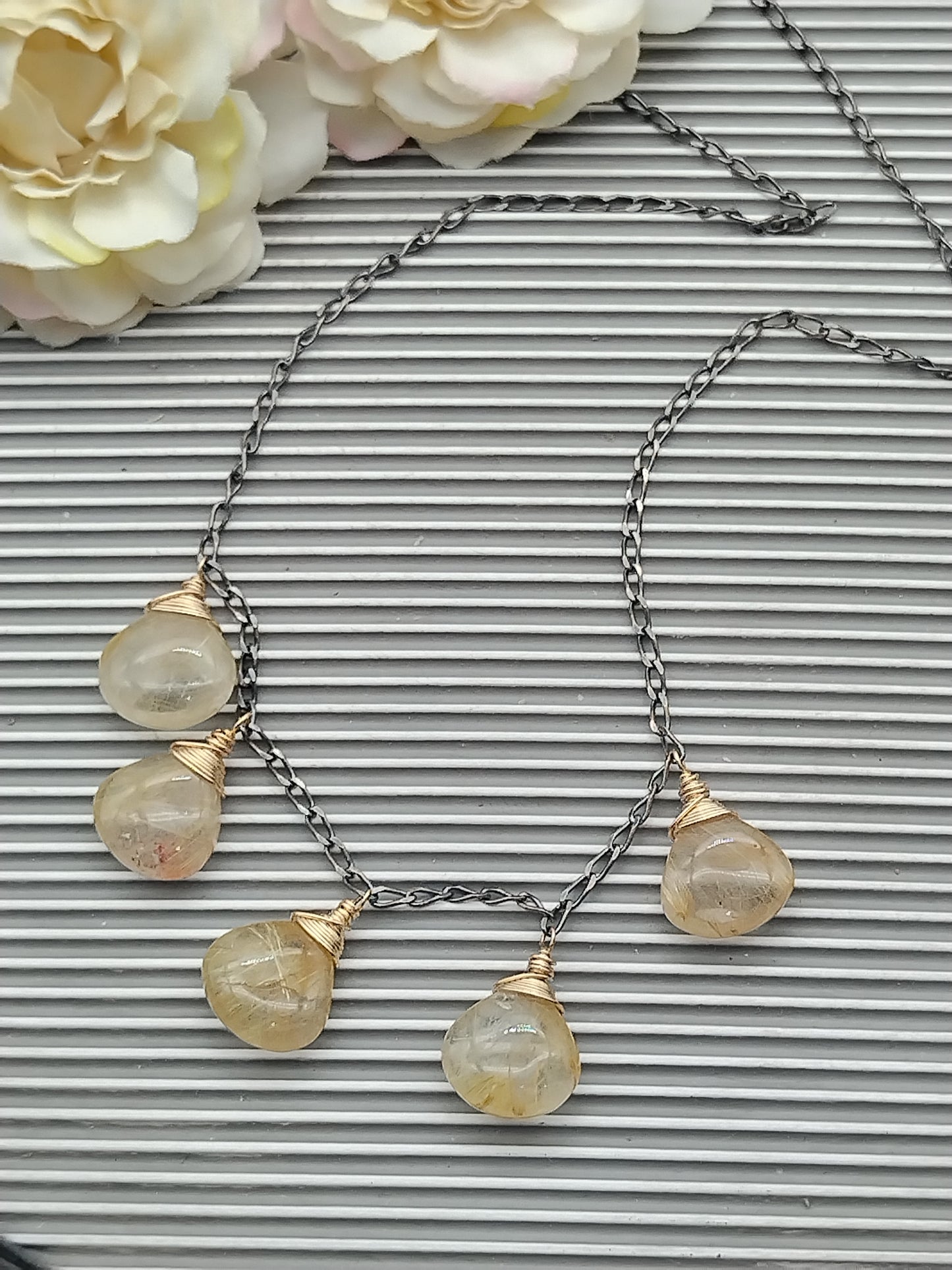 Golden Rutilated Quartz Necklace, Gemstone Drop Necklace, Sterling Silver, 14k Gold Filled, Fine Jewelry, Gifts for Women