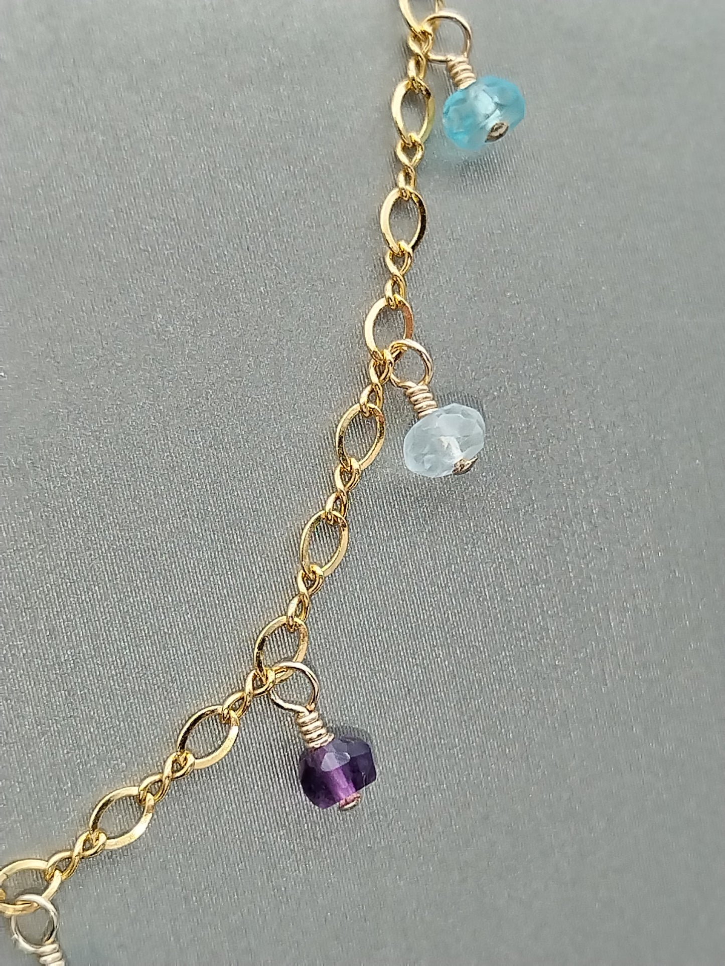 Amethyst, Aquamarine and Apatite Necklace, Multi Gemstone Necklace, Delicate Gold Filled Necklace, Beaded Necklace, Christmas Gifts, Gifts for Women, Dainty Jewelry