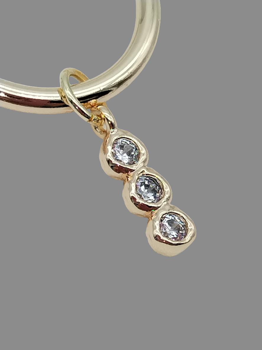 Gold Hoop Earrings with Cubic Zirconia Charm, Women´s Contemporary Jewelry