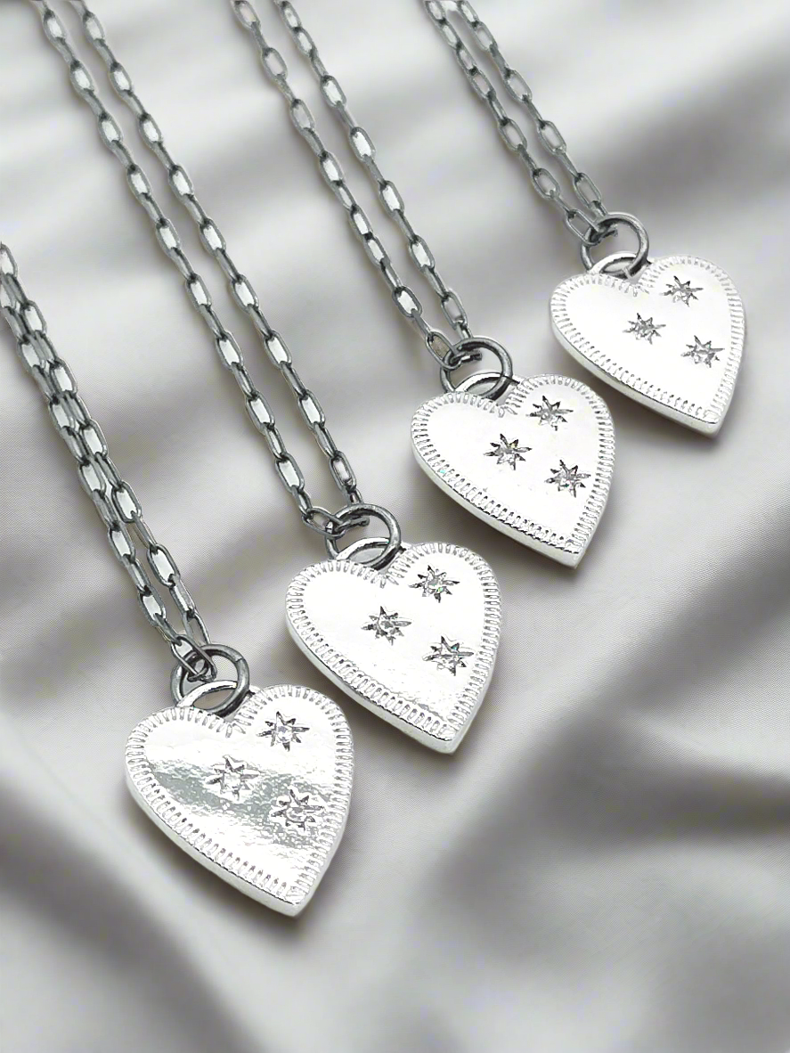 Gargantilla de corazón de plata, collar con dije de plata esterlina, joyería elegante y de moda, regalo para mujeres