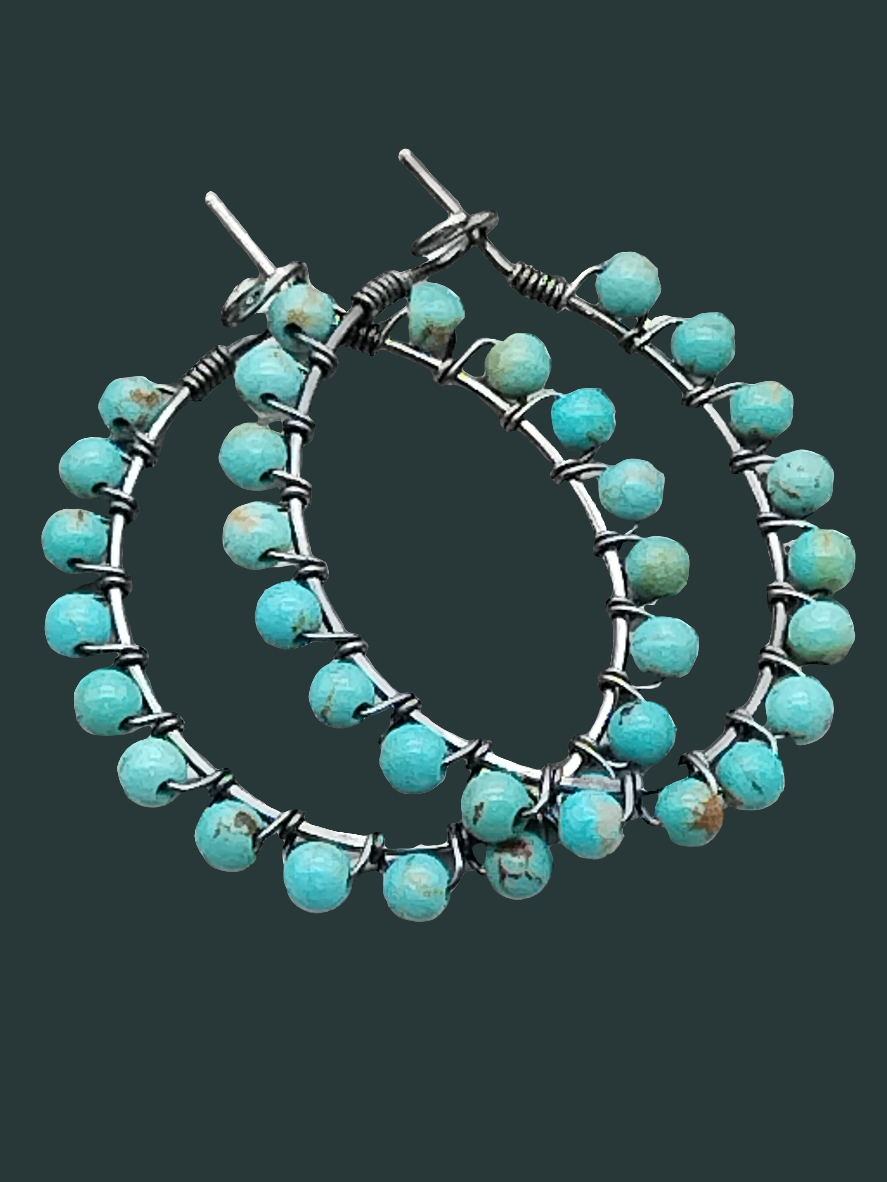 Pendientes de turquesa de Baja en plata de ley, aros, pendientes con cuentas de piedras preciosas, joyería fina, estilo vaquera, regalos para mujeres, aniversarios, hermanas, esposas, mamás