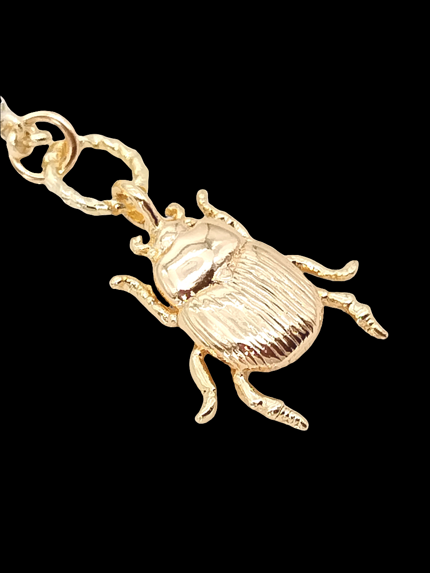 Beetle Charm Necklace, 18k Gold Plated Chain, Trendy Choker Layering, Holidays Gift, Women Sustainable Jewelry