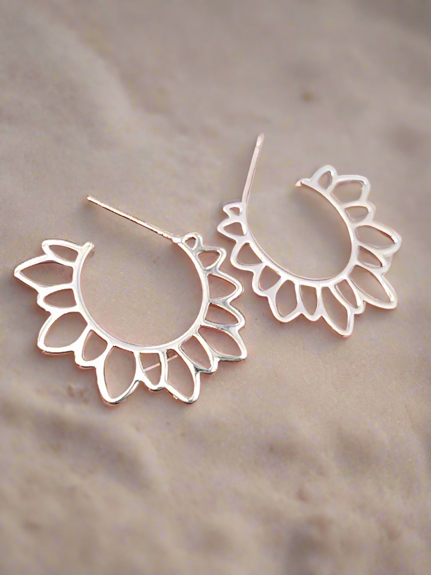 Pendientes de aro de sol, grandes, plata rodiada, casuales, boho chic, joyas, mujeres, niñas, regalos (copia)