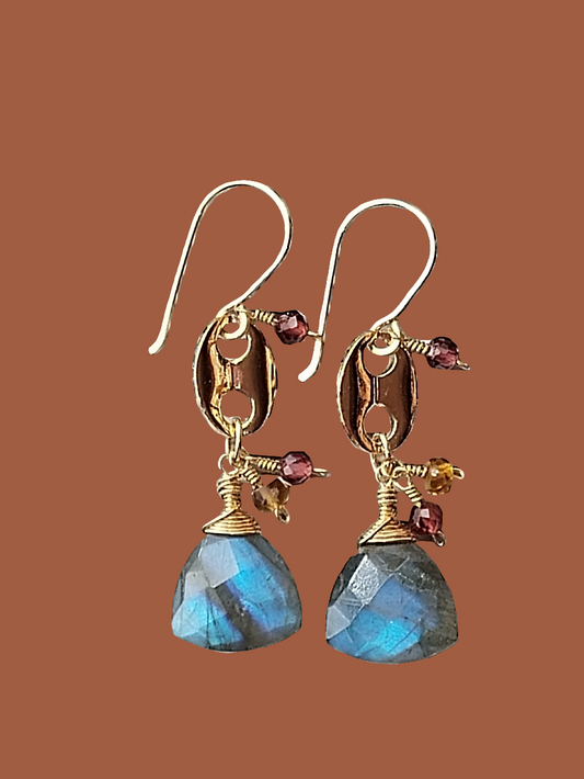 Labradorite Dangle Earrings, 14k Gold Filled