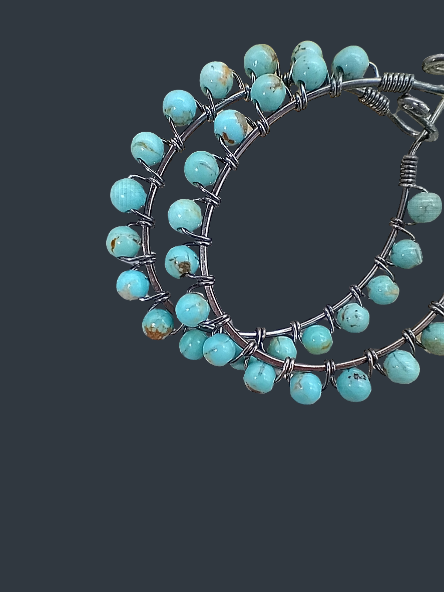 Pendientes de turquesa de Baja en plata de ley, aros, pendientes con cuentas de piedras preciosas, joyería fina, estilo vaquera, regalos para mujeres, aniversarios, hermanas, esposas, mamás