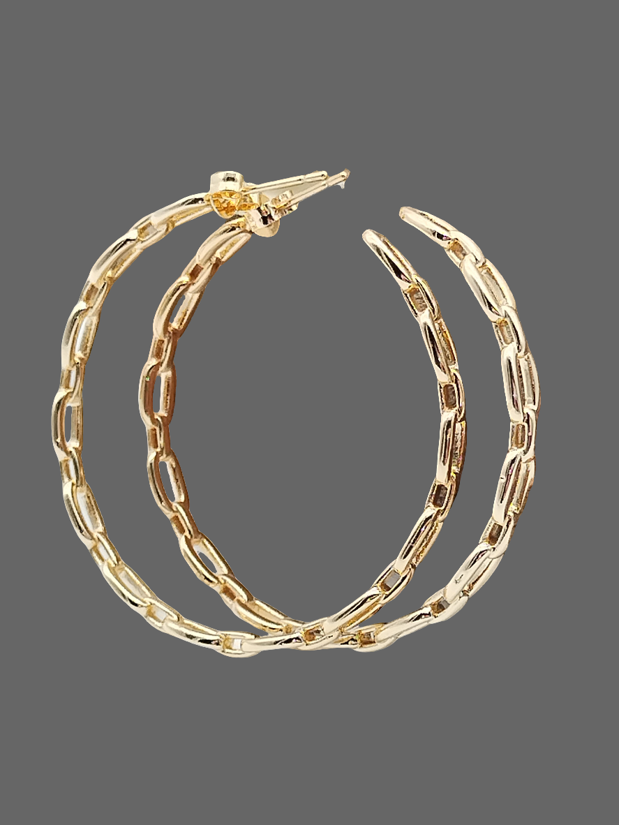 Large Hoops Earrings, Gold Link Earrings, Women´s Jewelry, Gifts for Her