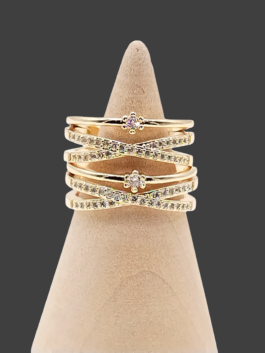 Anillo de oro con cruz, tres filas, circonita cúbica, elegante, minimalista, joyería para mujer, regalos